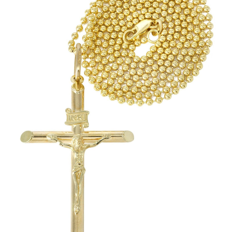 10K Yellow Gold Dog Tag  Cross / Crucifix Necklace | Appx. 9.1 Grams