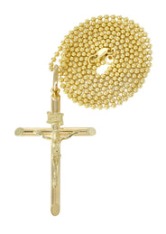 10K Yellow Gold Dog Tag  Cross / Crucifix Necklace | Appx. 9.1 Grams