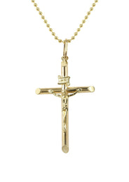 10K Yellow Gold Dog Tag  Cross / Crucifix Necklace | Appx. 9.1 Grams