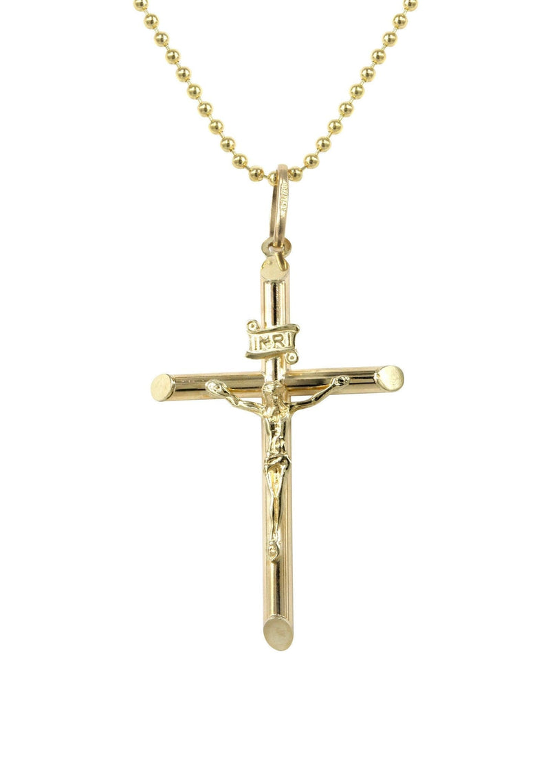 10K Yellow Gold Dog Tag  Cross / Crucifix Necklace | Appx. 9.1 Grams
