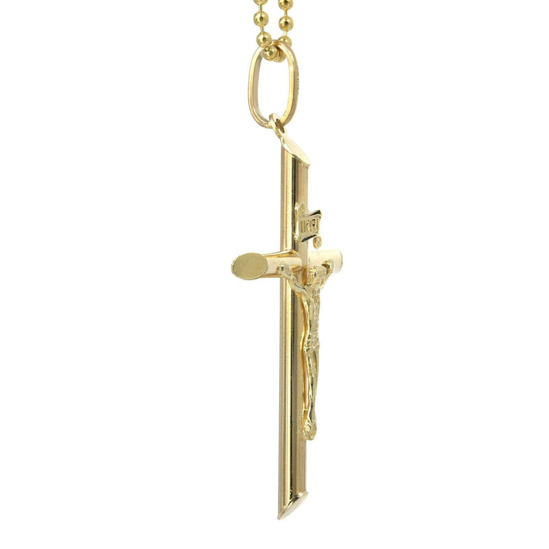 10K Yellow Gold Dog Tag  Cross / Crucifix Necklace | Appx. 9.1 Grams