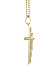 10K Yellow Gold Dog Tag  Cross / Crucifix Necklace | Appx. 9.1 Grams