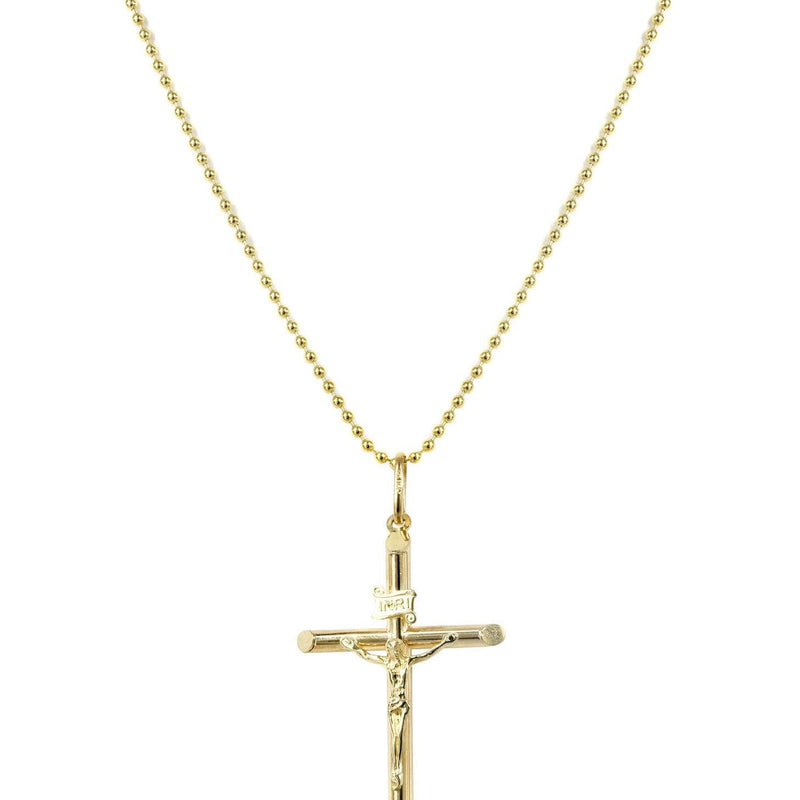 10K Yellow Gold Dog Tag  Cross / Crucifix Necklace | Appx. 9.1 Grams