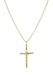 10K Yellow Gold Dog Tag  Cross / Crucifix Necklace | Appx. 9.1 Grams