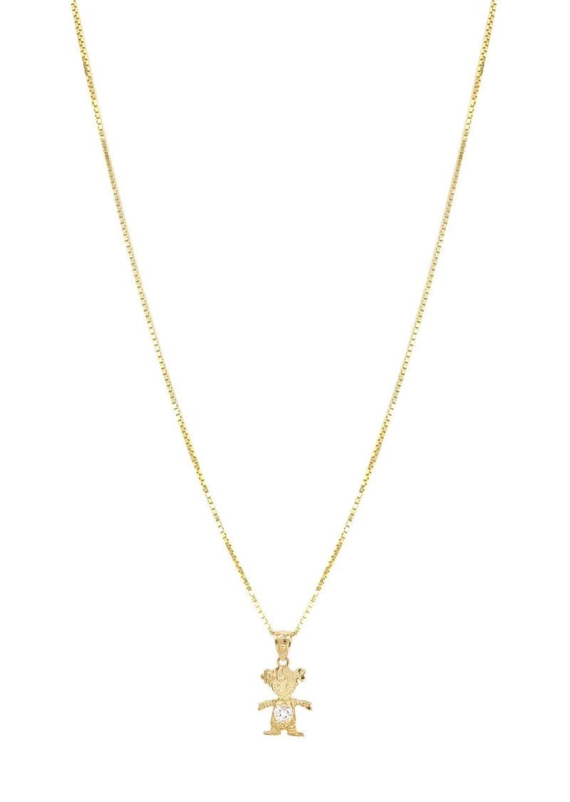 10K Yellow Gold Box  Children Necklace | Appx. 7.8 Grams