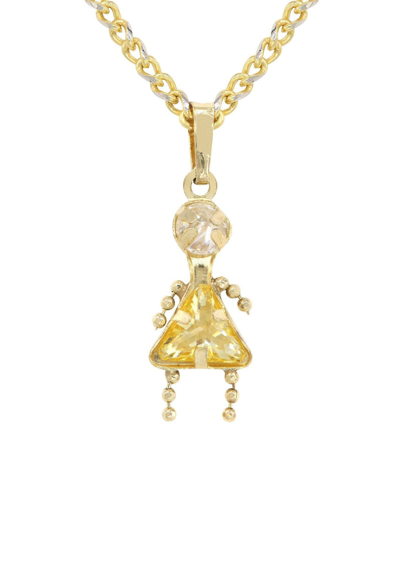 10K Yellow Gold Fancy Link  Children Necklace | Appx. 7.8 Grams