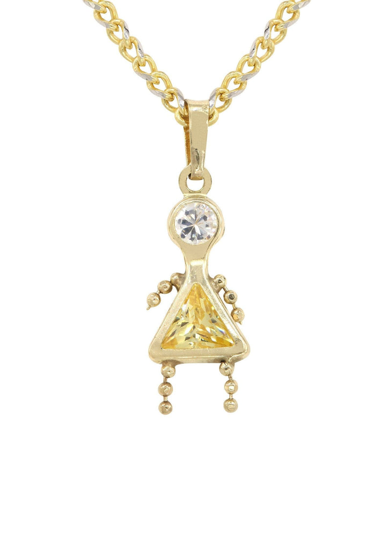 10K Yellow Gold Fancy Link  Children Necklace | Appx. 7.8 Grams