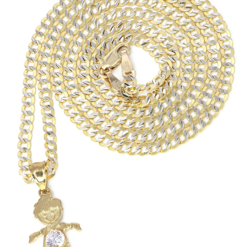 10K Yellow Gold Pave Children Necklace | Appx. 7.4 Grams