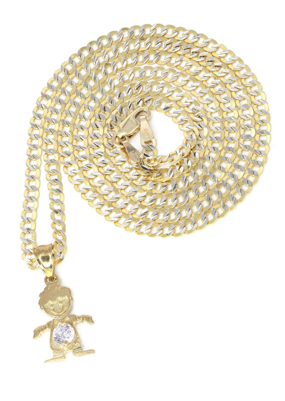 10K Yellow Gold Pave Children Necklace | Appx. 7.4 Grams