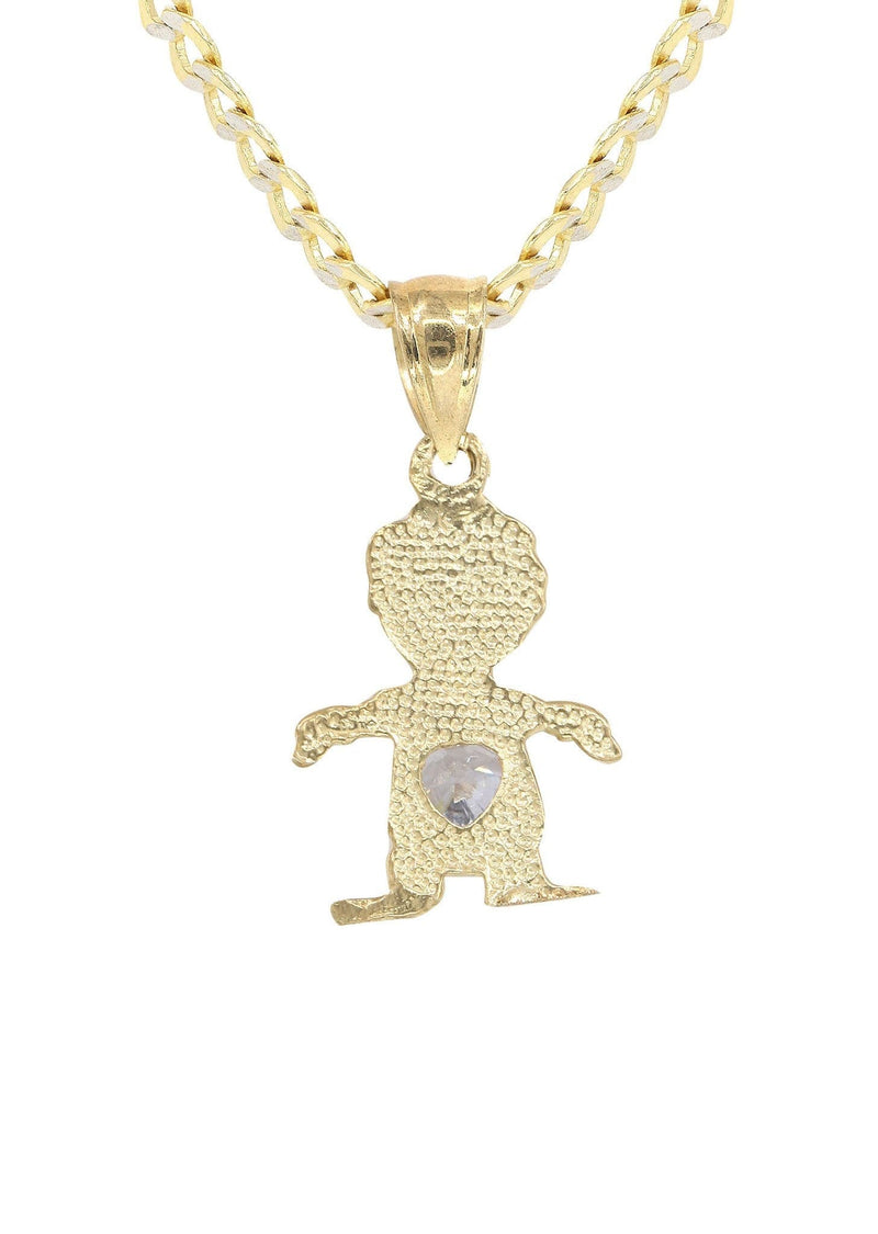 10K Yellow Gold Pave Children Necklace | Appx. 7.4 Grams