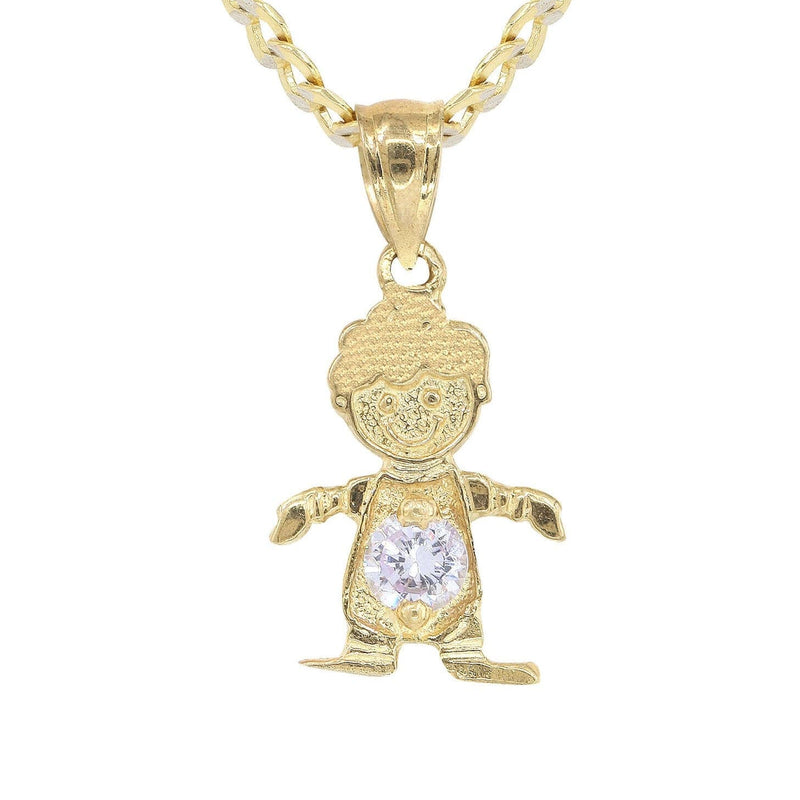 10K Yellow Gold Pave Children Necklace | Appx. 7.4 Grams