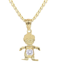 10K Yellow Gold Pave Children Necklace | Appx. 7.4 Grams