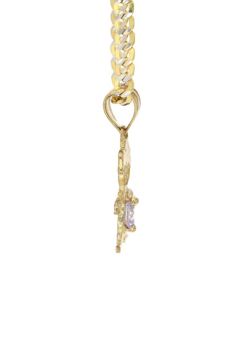 10K Yellow Gold Pave Children Necklace | Appx. 7.4 Grams