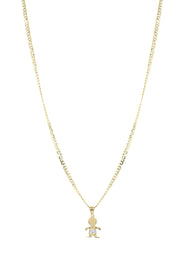 10K Yellow Gold Pave Children Necklace | Appx. 7.4 Grams