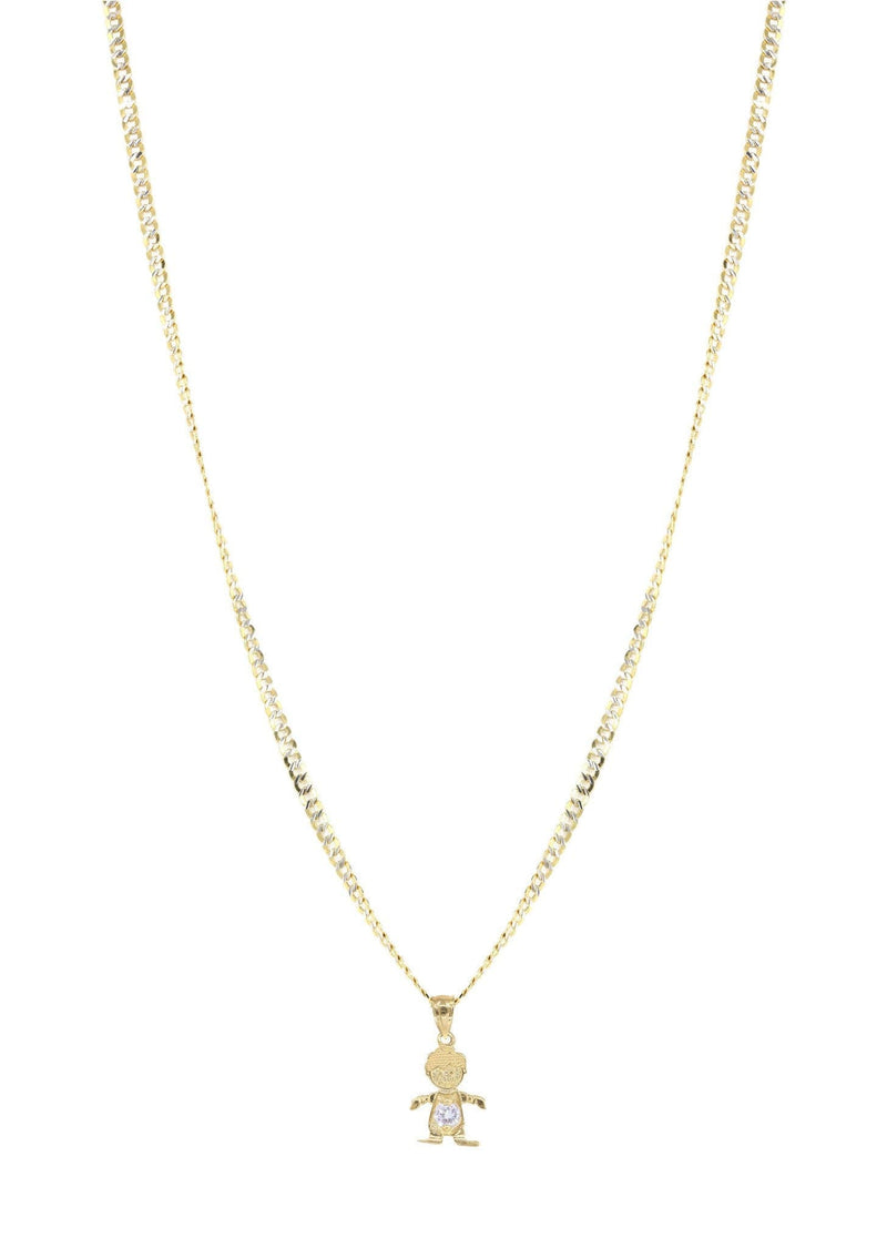 10K Yellow Gold Pave Children Necklace | Appx. 7.4 Grams