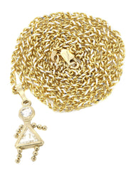 10K Yellow Gold Fancy Link  Children Necklace | Appx. 5.3 Grams