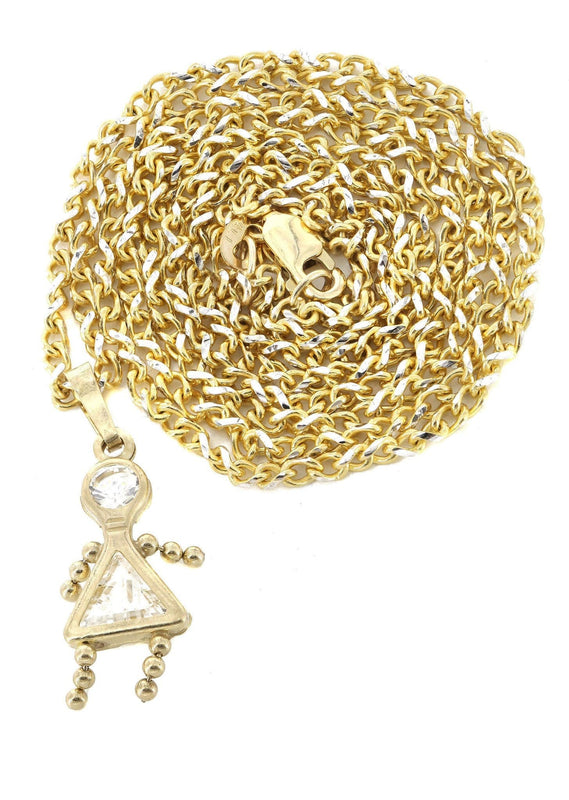 10K Yellow Gold Fancy Link  Children Necklace | Appx. 5.3 Grams