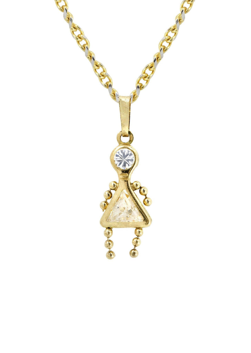 10K Yellow Gold Fancy Link  Children Necklace | Appx. 5.3 Grams