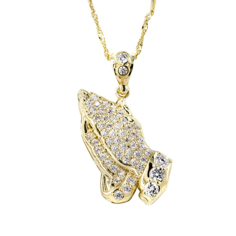10K Yellow Gold Fancy Link  Praying Hands Pendnat | Appx. 9.1 Grams