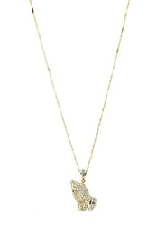 10K Yellow Gold Fancy Link  Praying Hands Pendnat | Appx. 9.1 Grams
