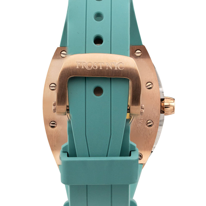 Frost NYC Womens Watch - Automatic Skeleton Rose Gold | WFRST-01-L-R Turquoise Band | Pre - Sale