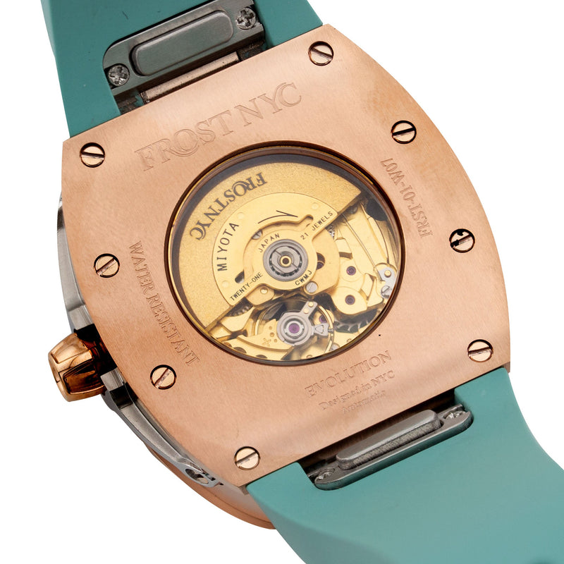 Frost NYC Womens Watch - Automatic Skeleton Rose Gold | WFRST-01-L-R Turquoise Band | Pre - Sale
