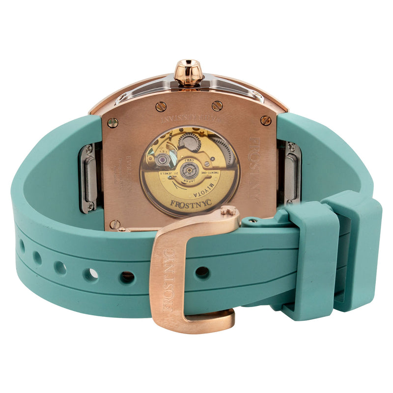 Frost NYC Womens Watch - Automatic Skeleton Rose Gold | WFRST-01-L-R Turquoise Band | Pre - Sale