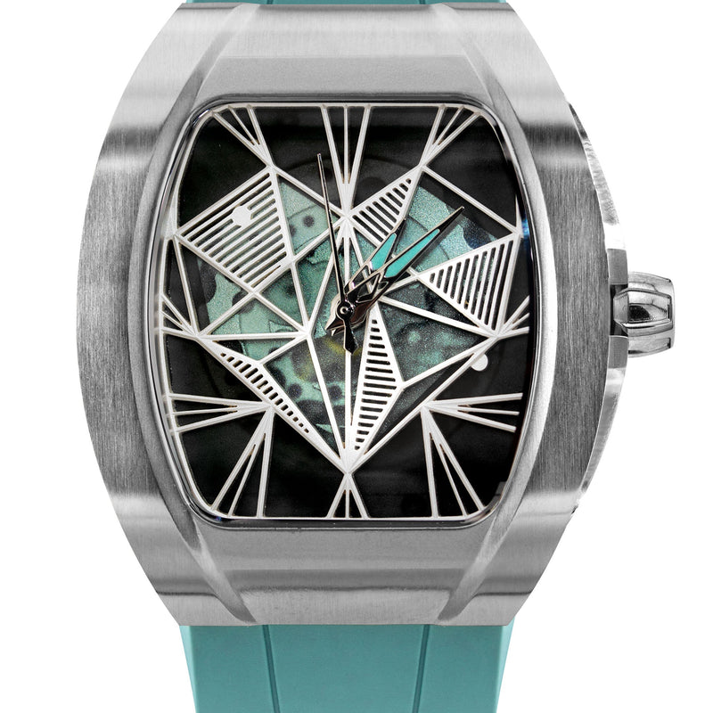 Frost NYC Evolution Women's Watch - Automatic Skeleton Steel Caged Heart | WFRST-01-H-S Turquoise Band | Pre - Sale