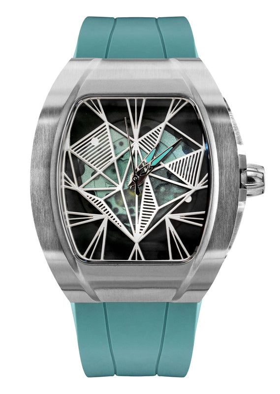 Frost NYC Evolution Women's Watch - Automatic Skeleton Steel Caged Heart | WFRST-01-H-S Turquoise Band | Pre - Sale