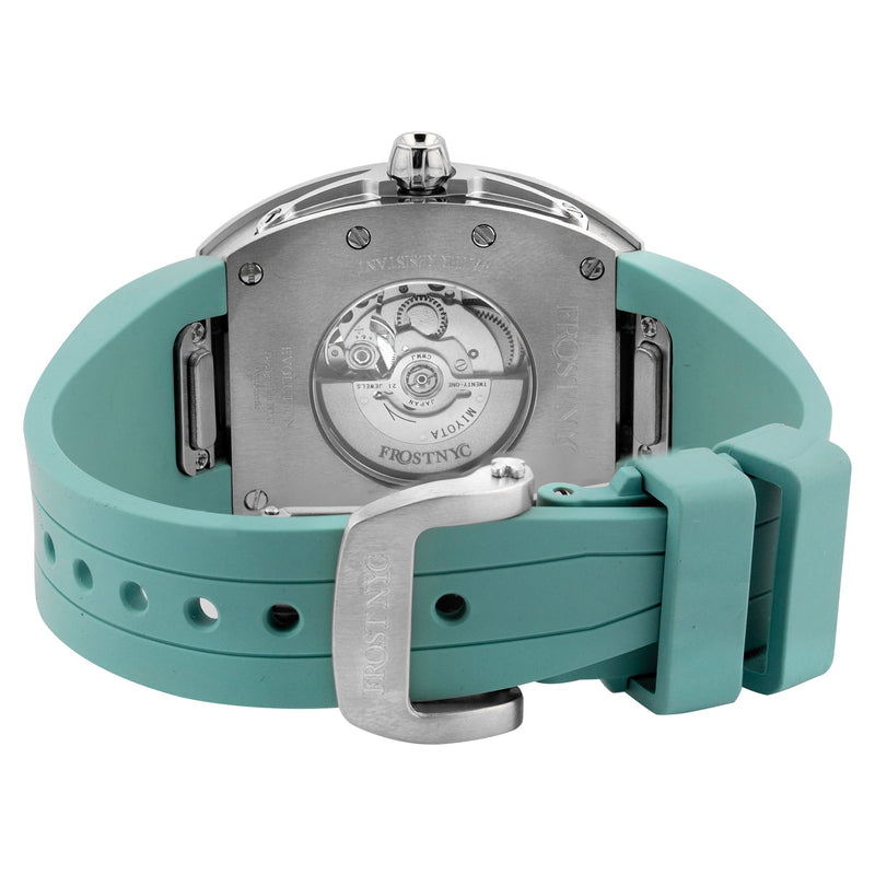 Frost NYC Evolution Women's Watch - Automatic Skeleton Steel Caged Heart | WFRST-01-H-S Turquoise Band | Pre - Sale