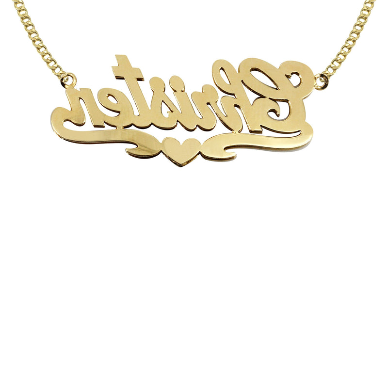 14K Gold  Two Tone Name Plate Necklace | Style #29