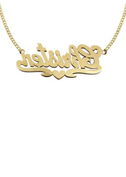 14K Gold  Two Tone Name Plate Necklace | Style #29