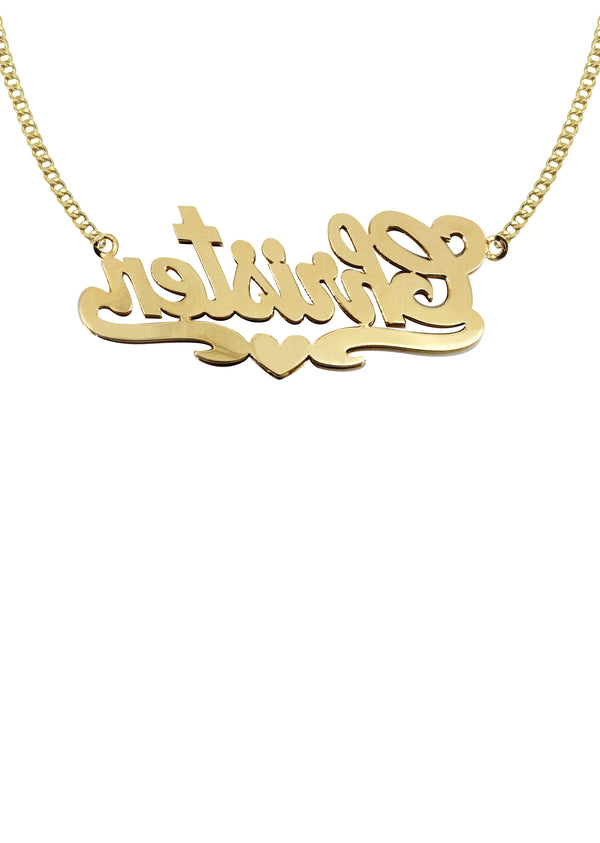 14K Gold  Two Tone Name Plate Necklace | Style #29