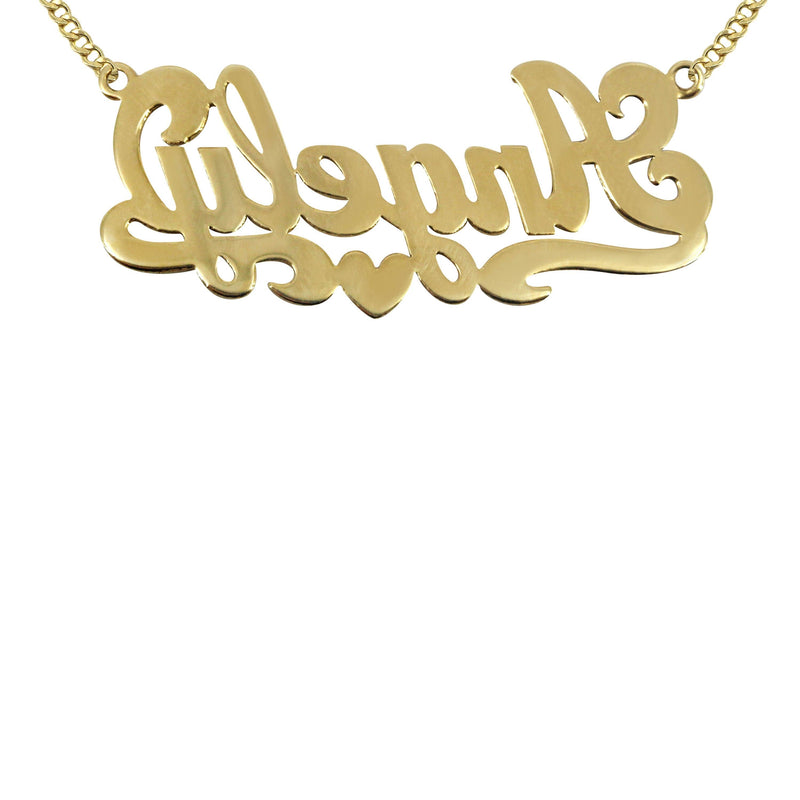 14K Gold  Two Tone Name Plate Necklace | Style #7