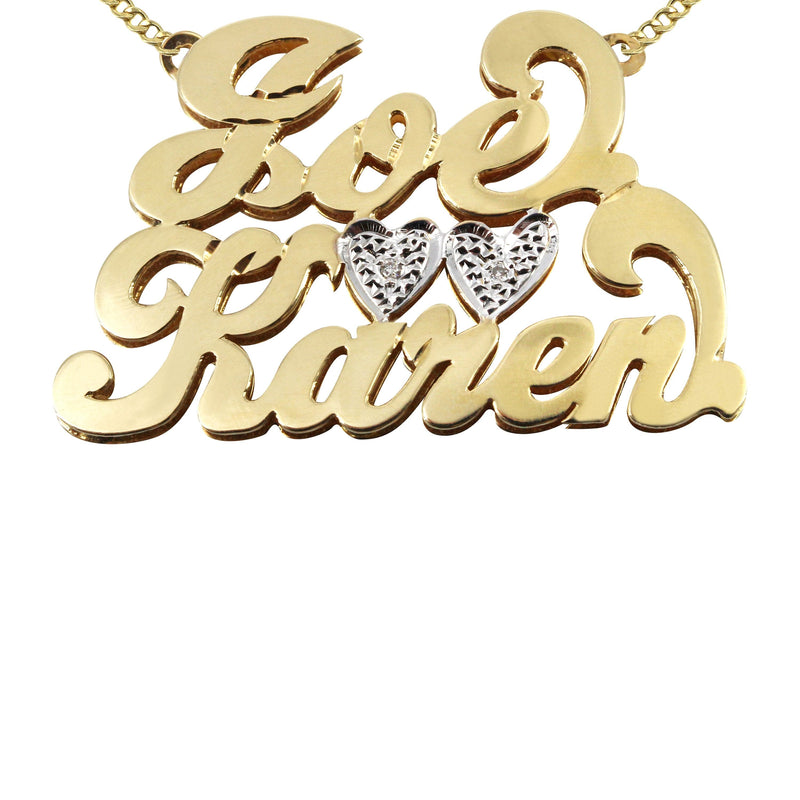 14K Gold  Couple Names Name Plate Necklace | Style #63