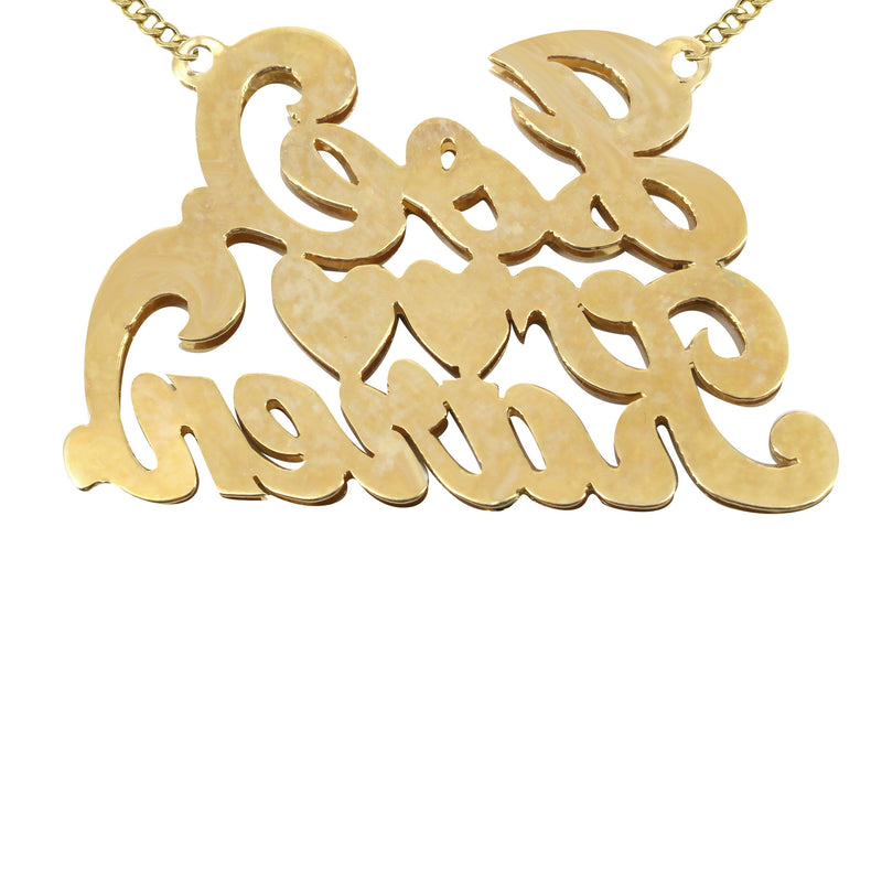 14K Gold  Couple Names Name Plate Necklace | Style #63