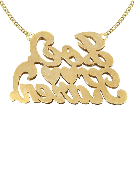 14K Gold  Couple Names Name Plate Necklace | Style #63
