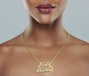 14K Gold  Couple Names Name Plate Necklace | Style #63