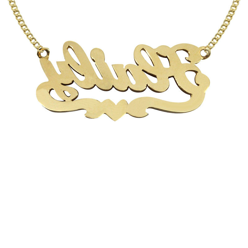 14K Gold  Diamond Cut with Diamonds Name Plate Necklace | Style #16