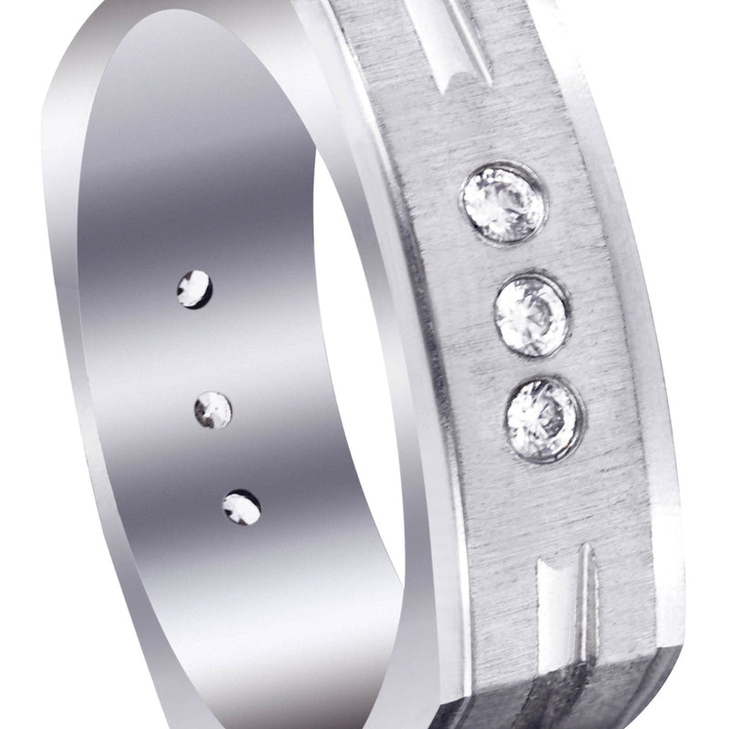 Diamond Mens Wedding Band | 0.36 Carats | Cross Satin Finish (Tyson)