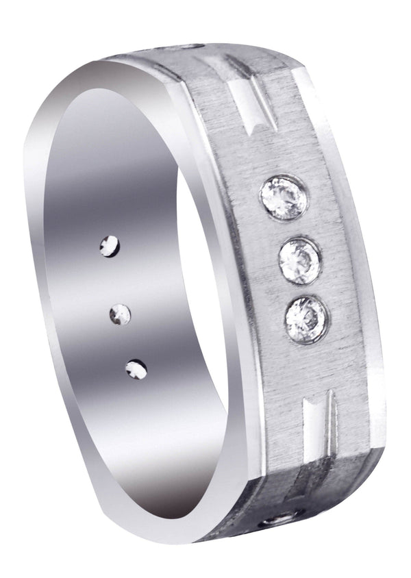 Diamond Mens Wedding Band | 0.36 Carats | Cross Satin Finish (Tyson)