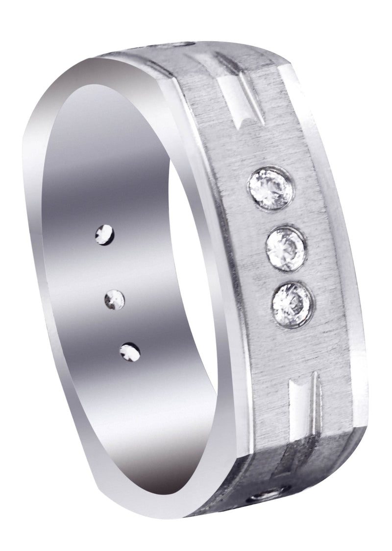 Diamond Mens Wedding Band | 0.36 Carats | Cross Satin Finish (Tyson)