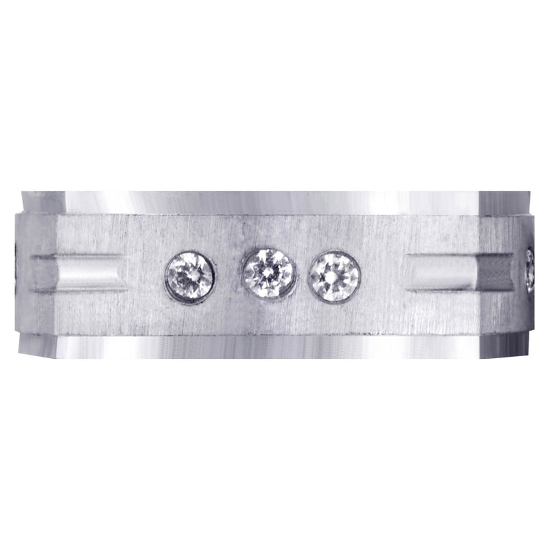 Diamond Mens Wedding Band | 0.36 Carats | Cross Satin Finish (Tyson)