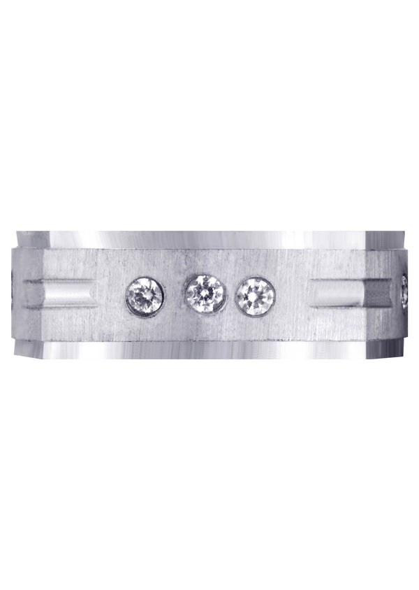 Diamond Mens Wedding Band | 0.36 Carats | Cross Satin Finish (Tyson)