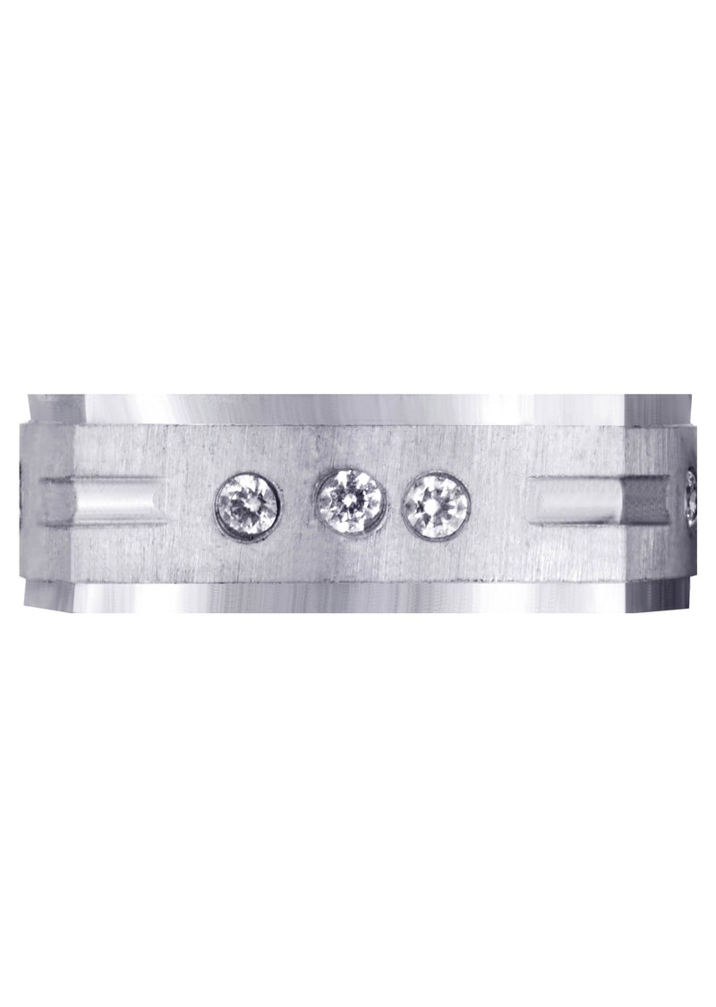 Diamond Mens Wedding Band | 0.36 Carats | Cross Satin Finish (Tyson)