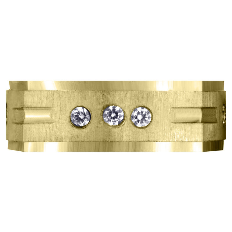 Yellow Gold Diamond Mens Wedding Band | 0.36 Carats | Cross Satin Finish (Tyson)