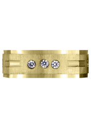 Yellow Gold Diamond Mens Wedding Band | 0.36 Carats | Cross Satin Finish (Tyson)
