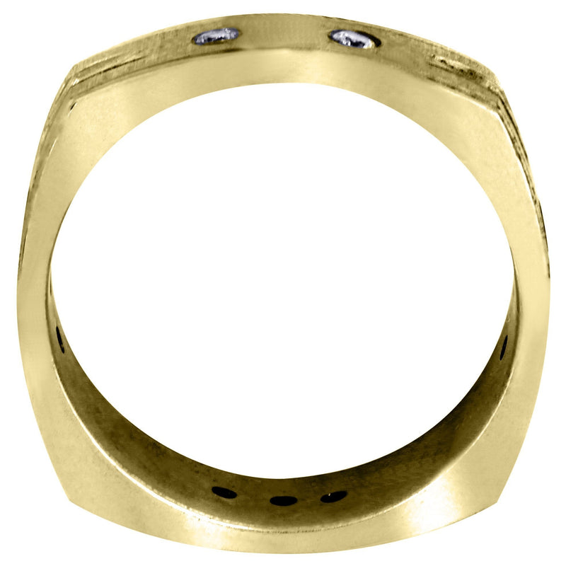 Yellow Gold Diamond Mens Wedding Band | 0.36 Carats | Cross Satin Finish (Tyson)