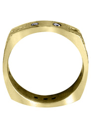 Yellow Gold Diamond Mens Wedding Band | 0.36 Carats | Cross Satin Finish (Tyson)