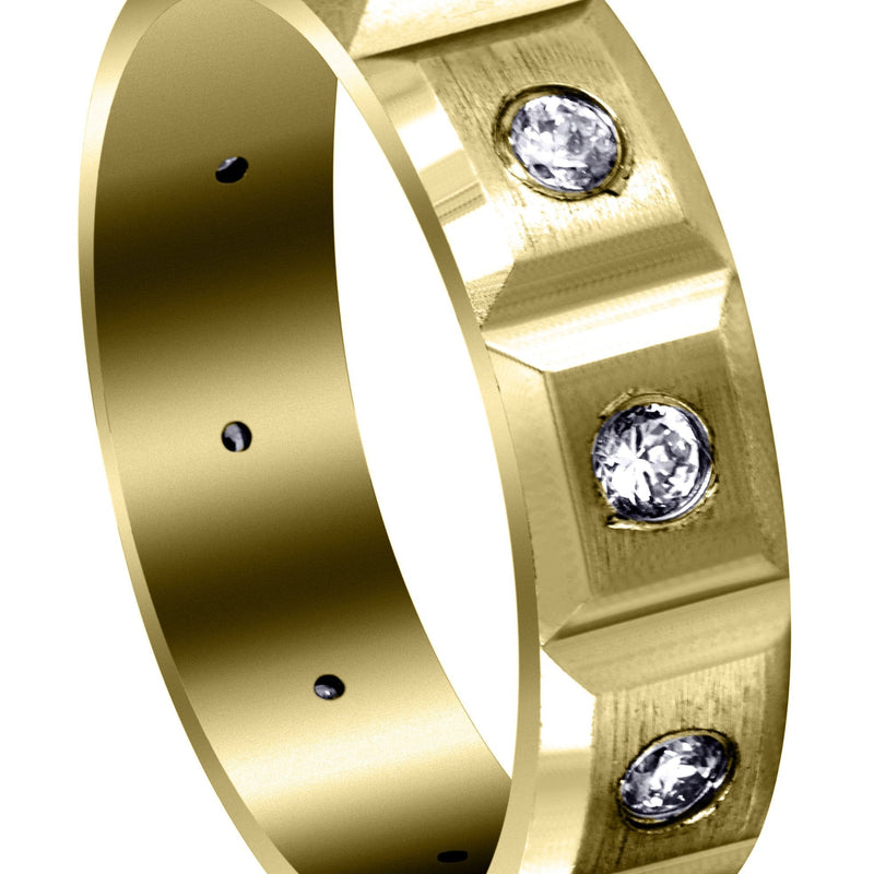 Yellow Gold Diamond Mens Wedding Band | 0.5 Carats | Satin Finish (Tobias)